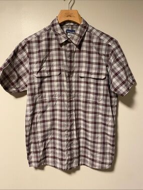 Patagonia Men’s Short-Sleeve Plaid Button-Down Shirt - Chocolate Brown/Gray